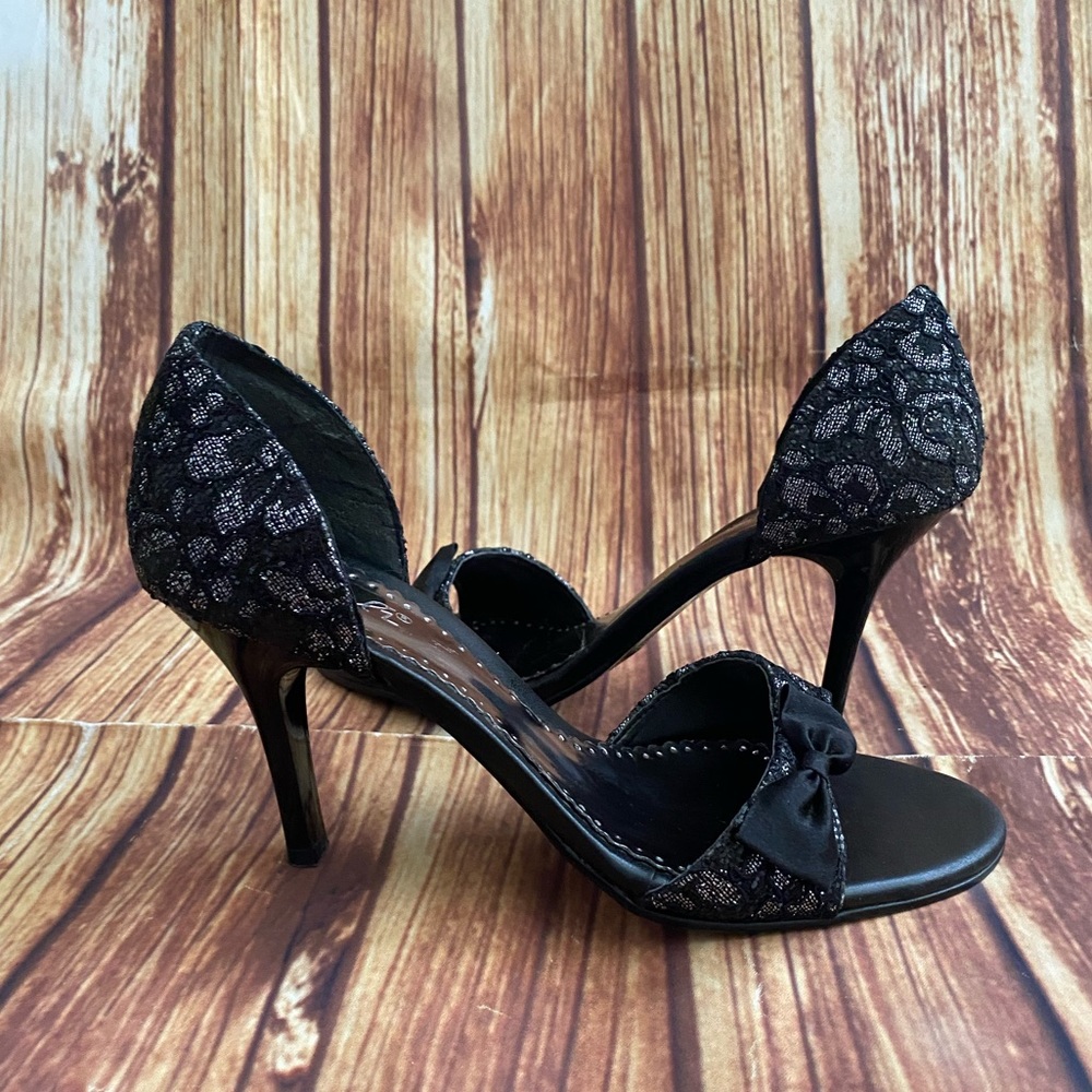 Price Shoes Women Elegant Peep Toe Shimmer Pumps Mid Heel Slip On Shoes Size 7.5